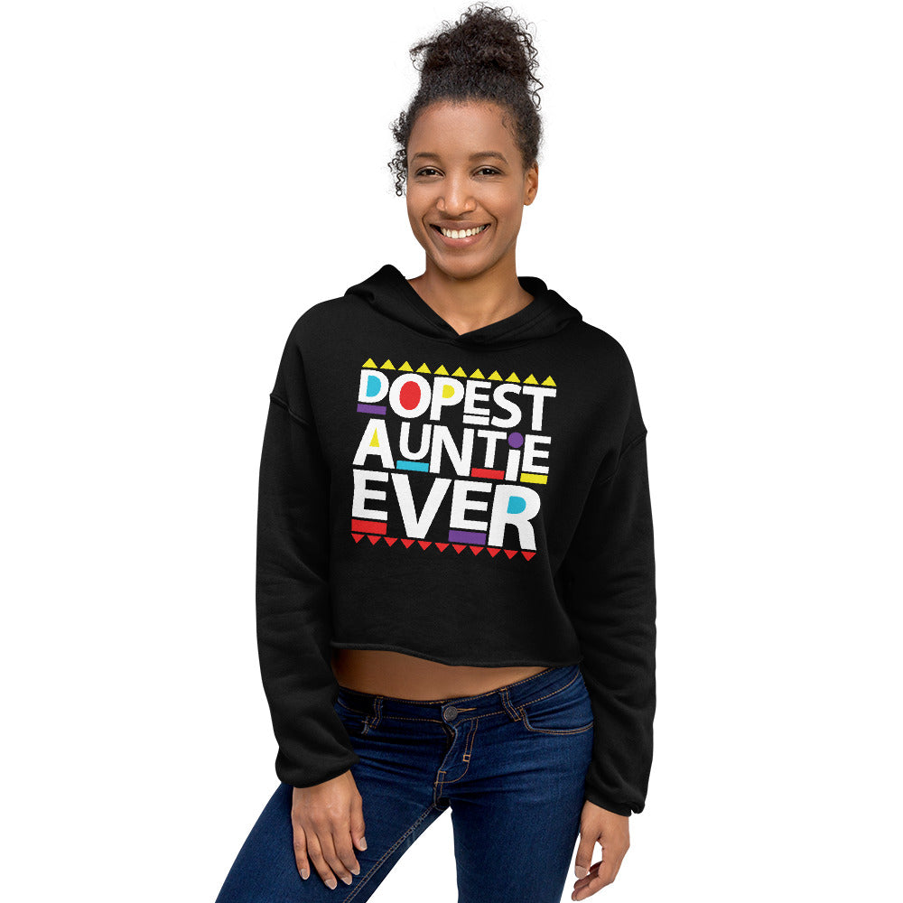 Dopest Auntie Ever Crop Hoodie (Wht)